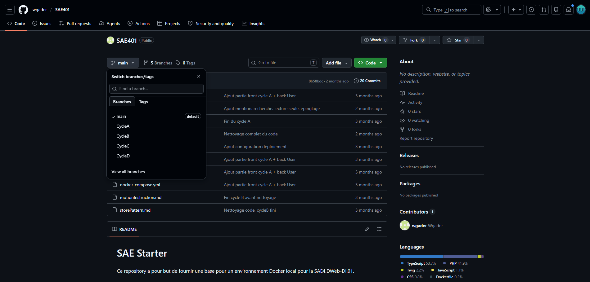 Page github